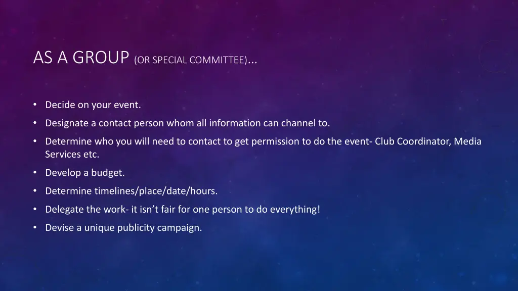 as a group or special committee