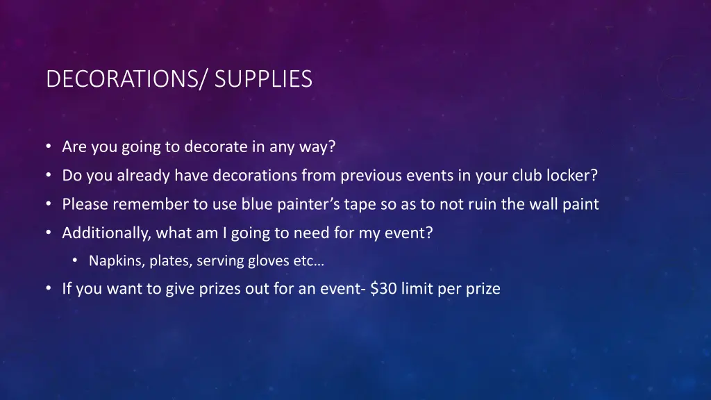 decorations supplies
