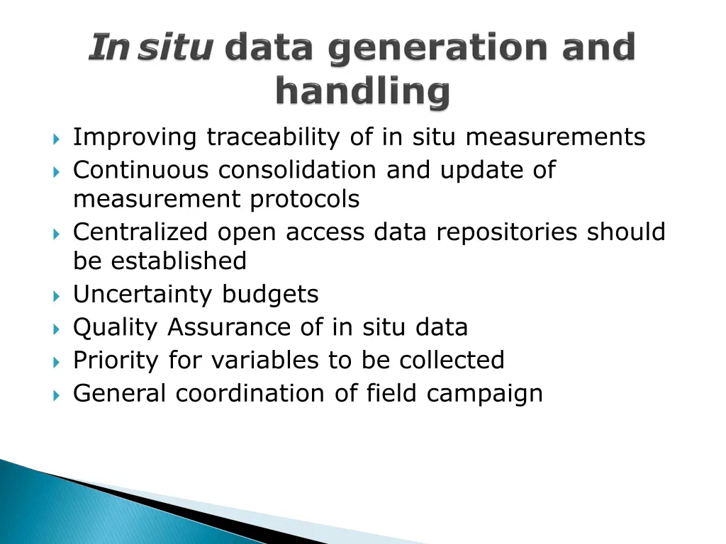 improving traceability of in situ measurements