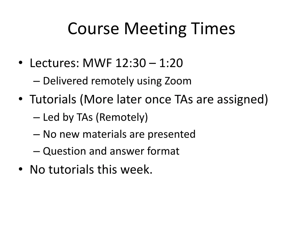 course meeting times 1