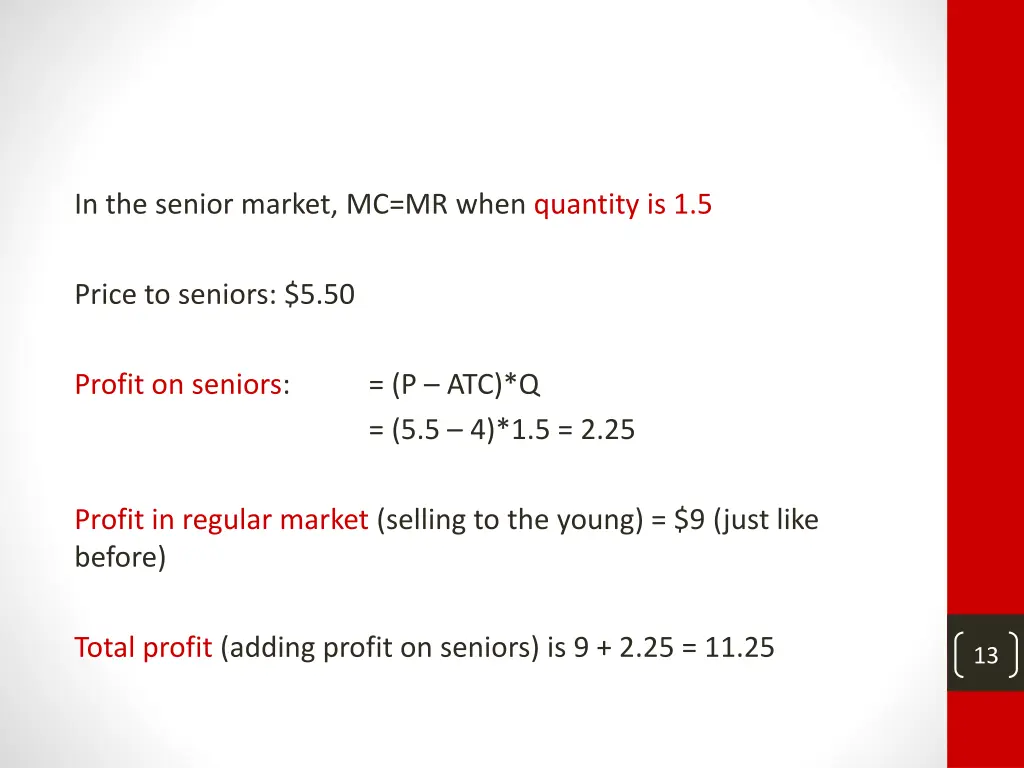 in the senior market mc mr when quantity is 1 5