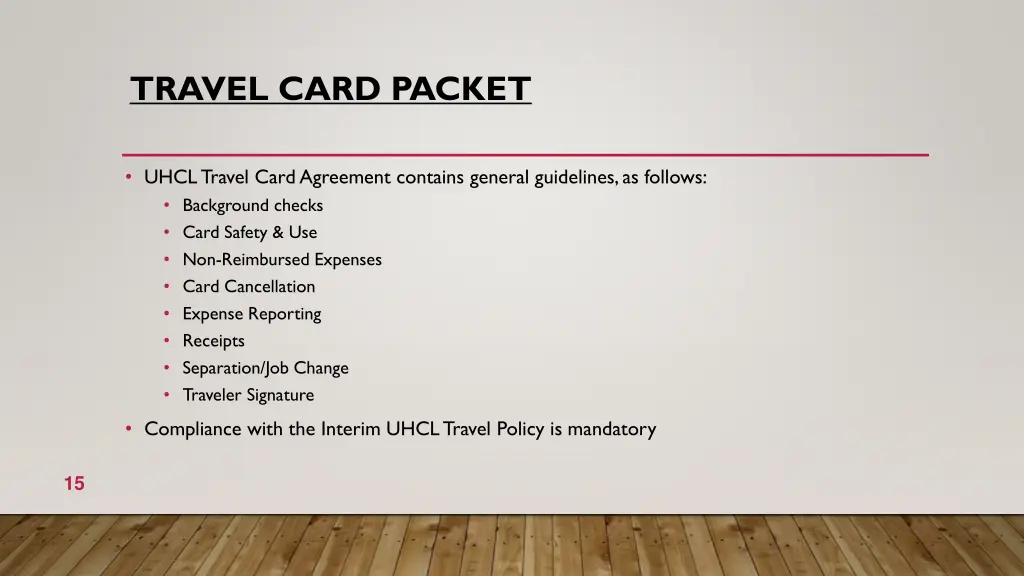 travel card packet