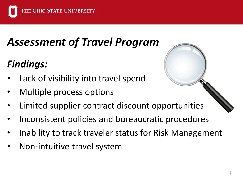 assessment of travel program
