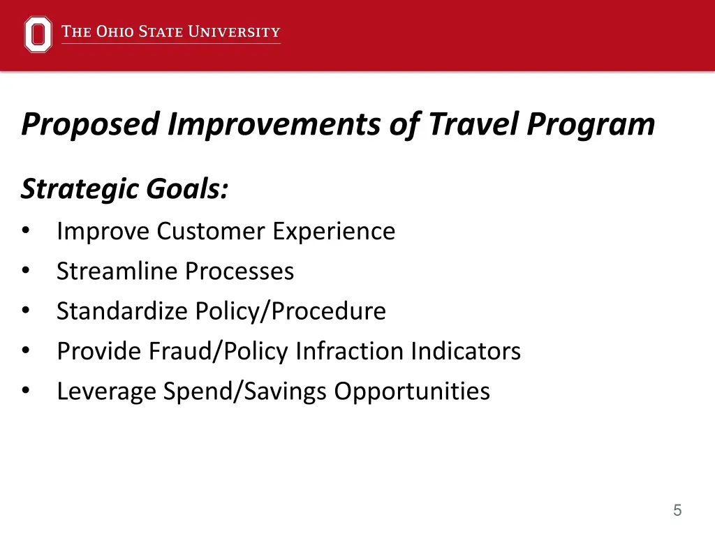 proposed improvements of travel program