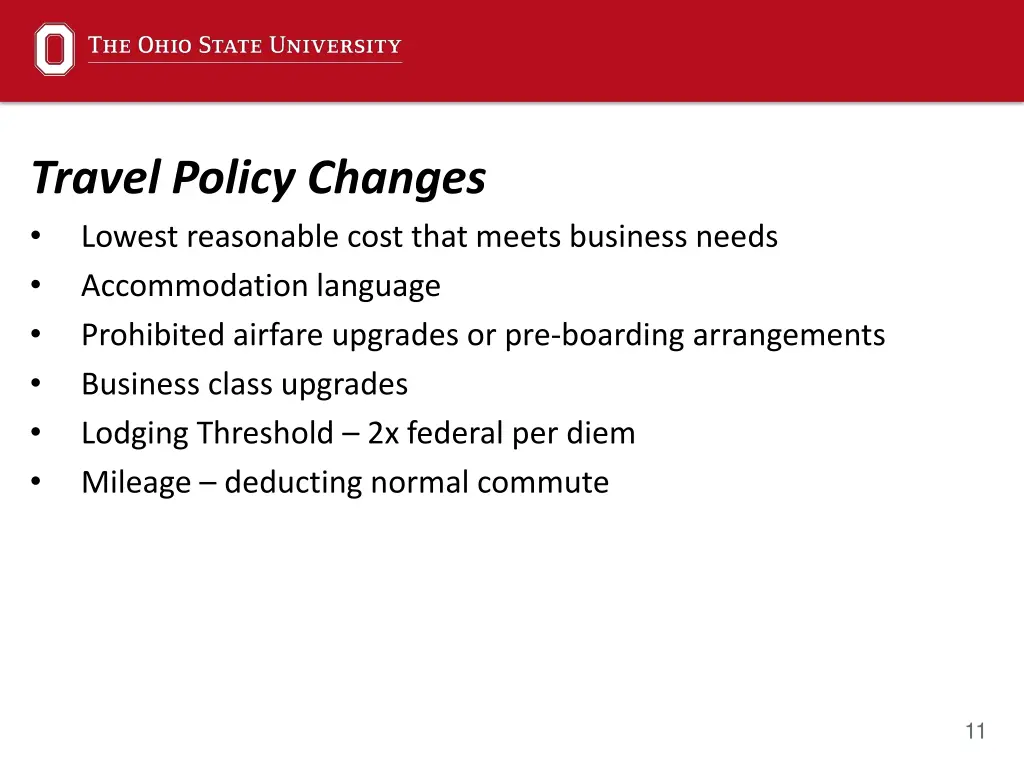 travel policy changes lowest reasonable cost that