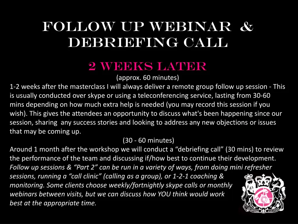 follow up webinar debriefing call