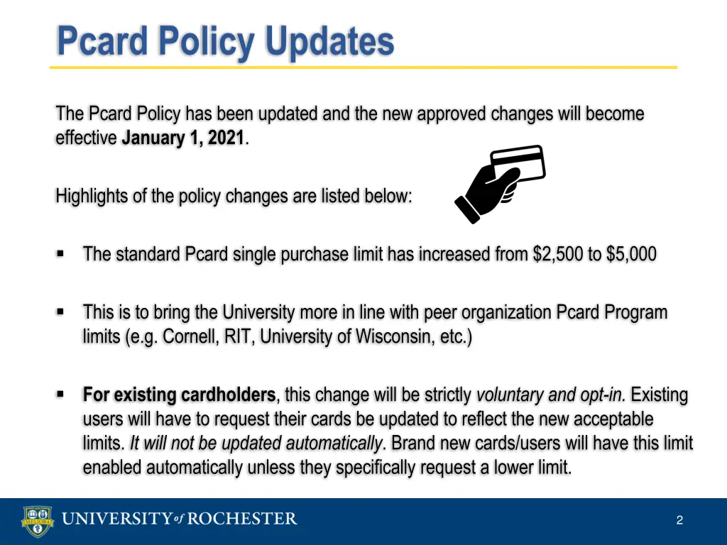 pcard policy updates
