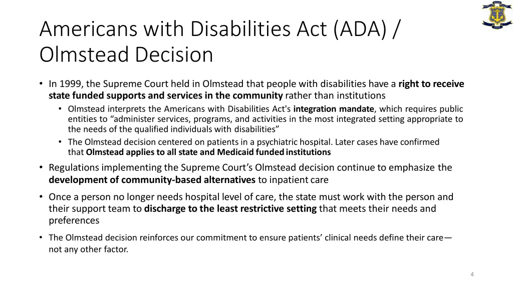 americans with disabilities act ada olmstead