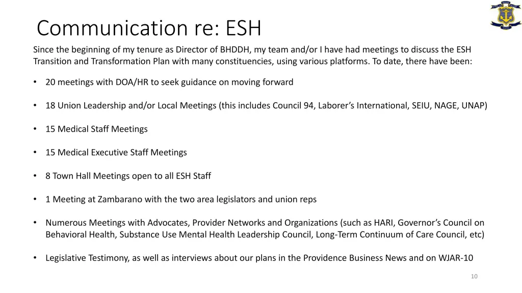 communication re esh since the beginning