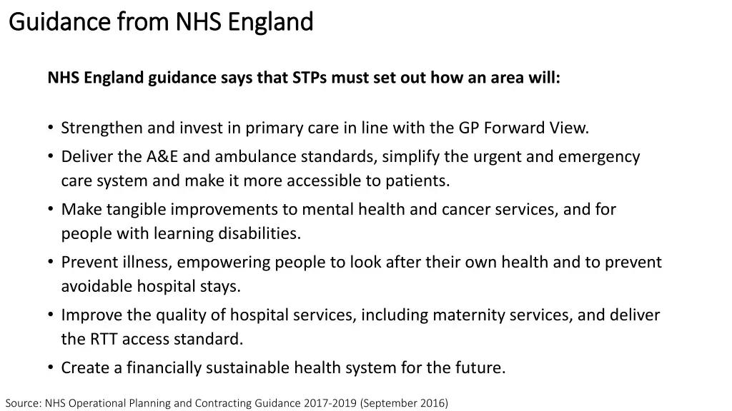 guidance from nhs england guidance from