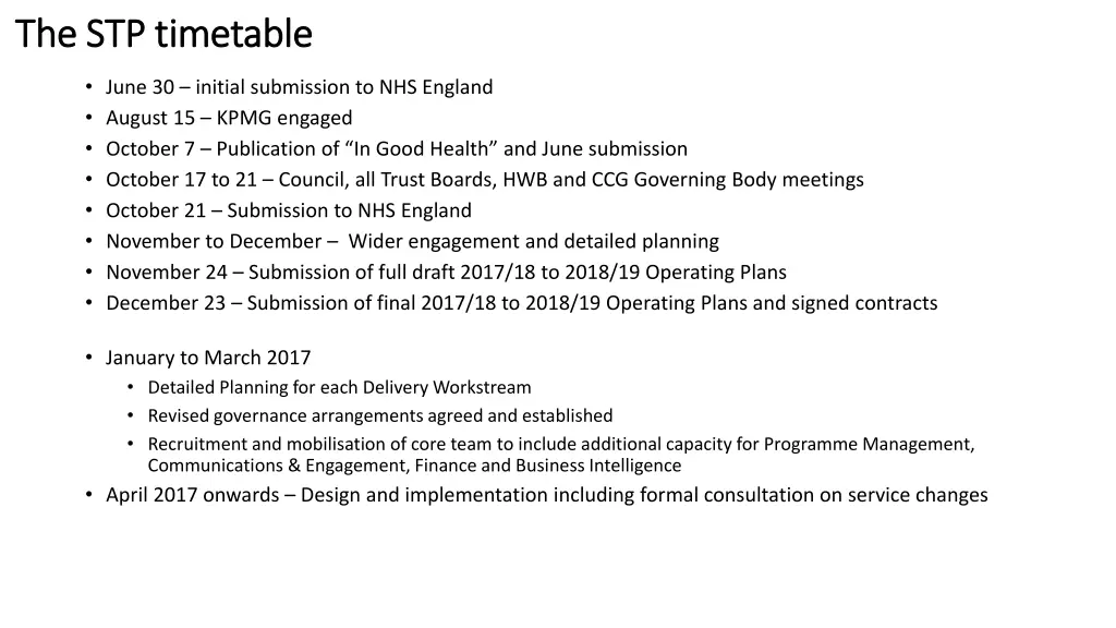 the stp timetable the stp timetable
