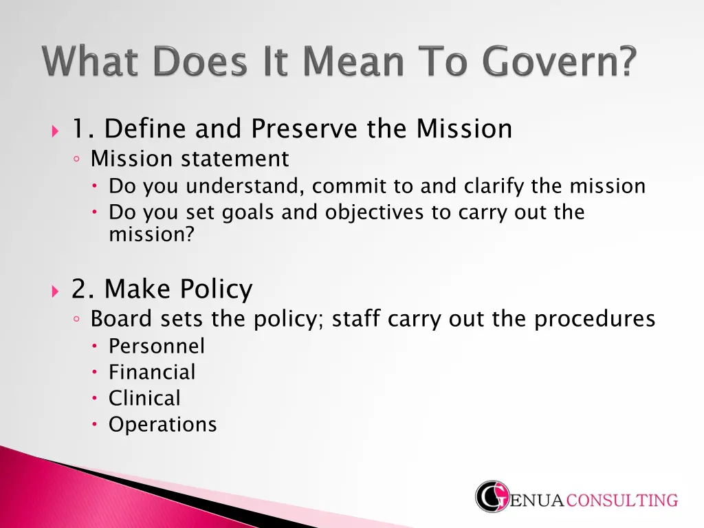 1 define and preserve the mission mission