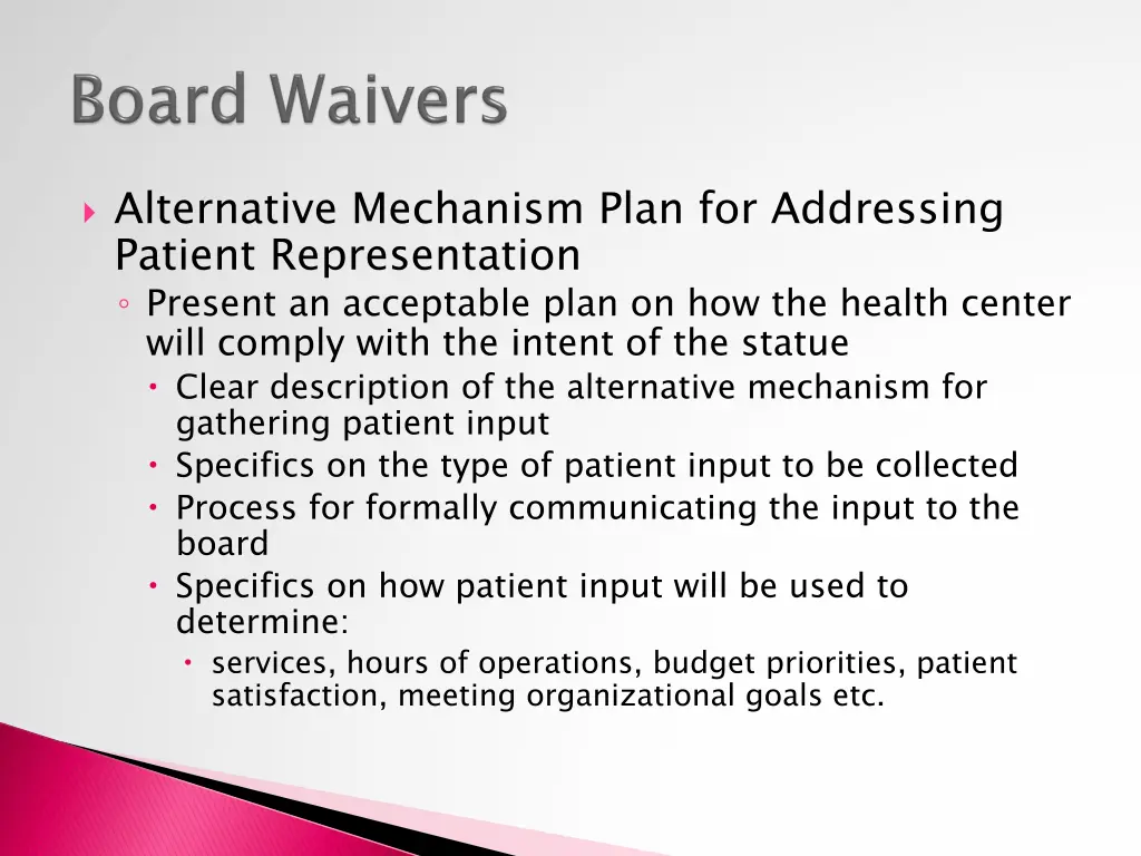 alternative mechanism plan for addressing patient