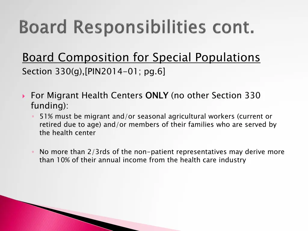 board composition for special populations section 1