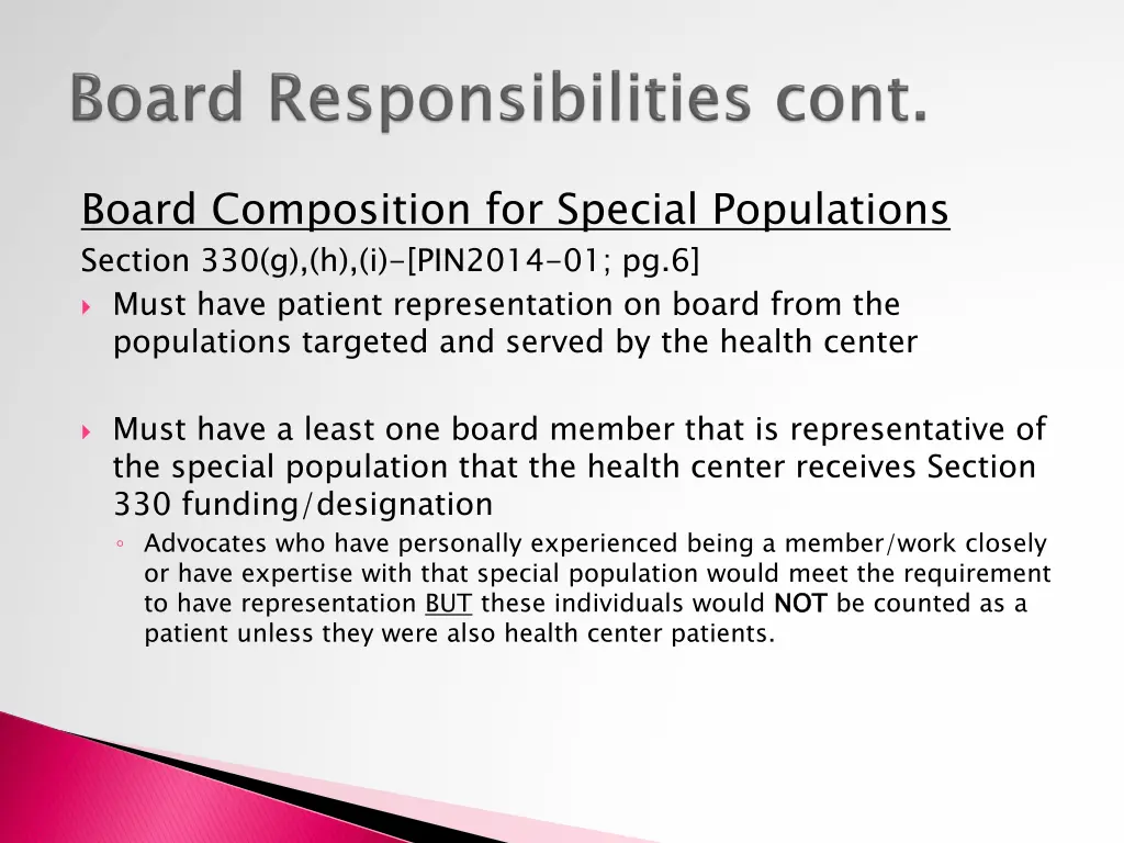 board composition for special populations section
