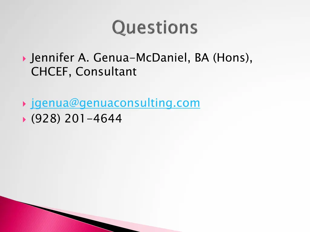 jennifer a genua mcdaniel ba hons chcef consultant