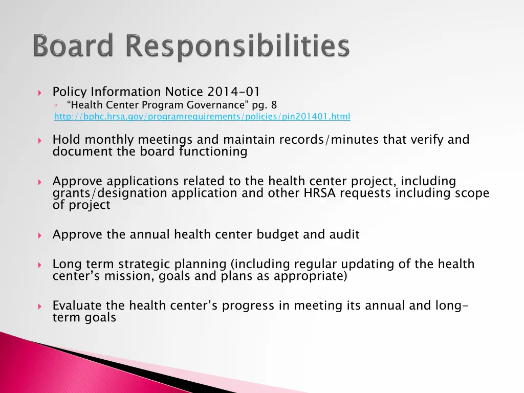 policy information notice 2014 01 health center