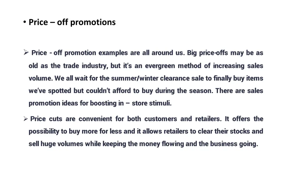 price off promotions