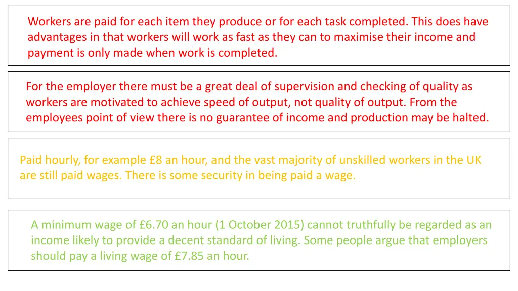 workers are paid for each item they produce
