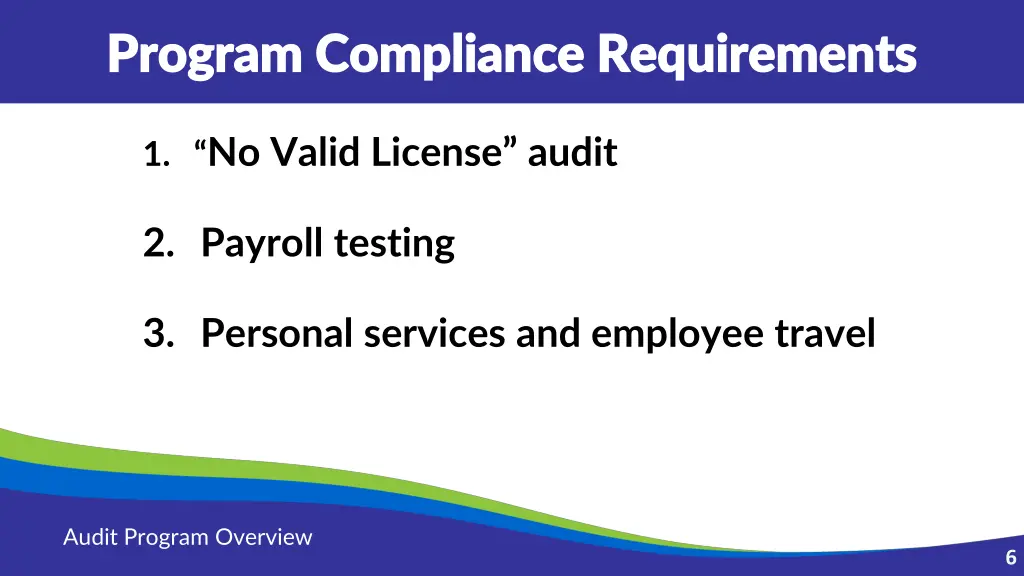 program compliance requirements program