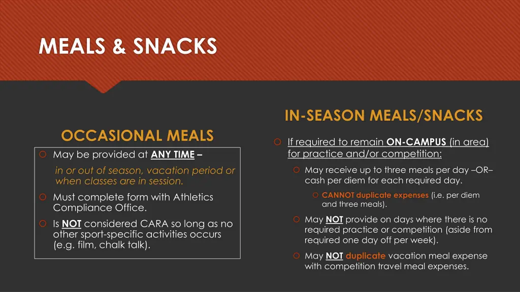 meals snacks