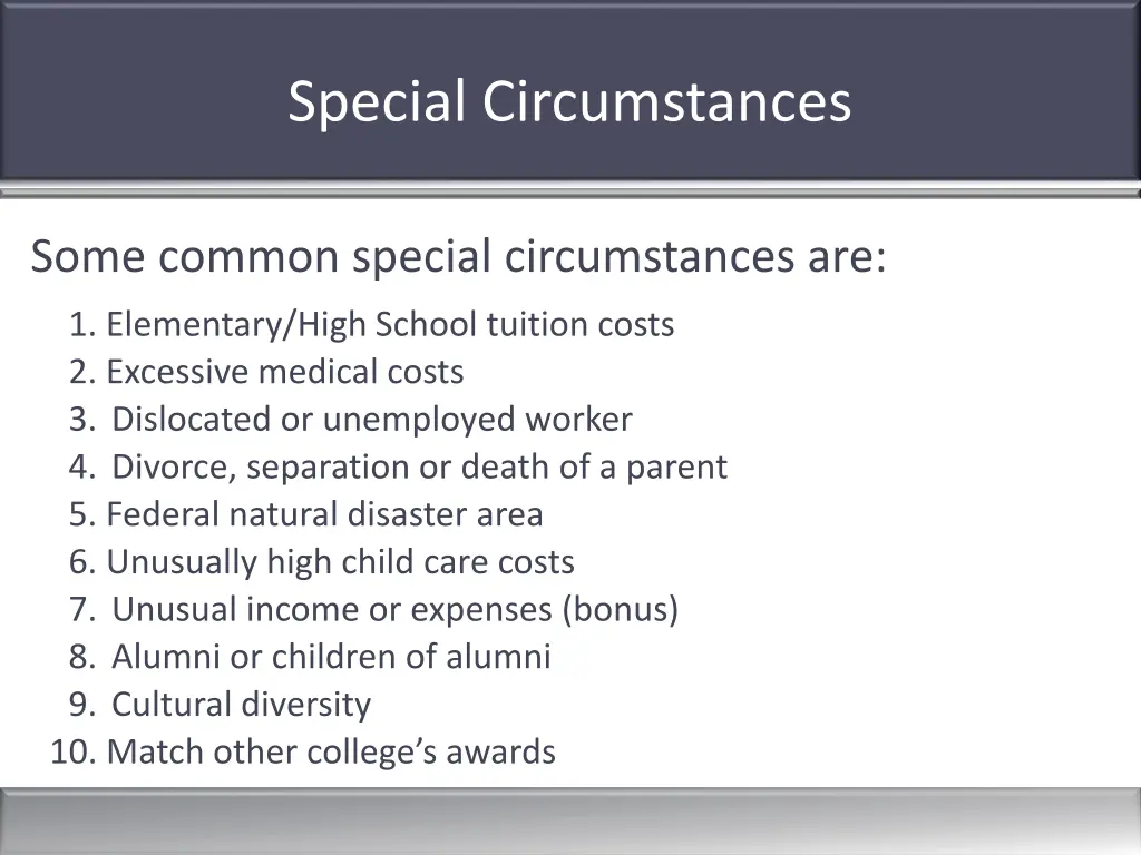special circumstances 1