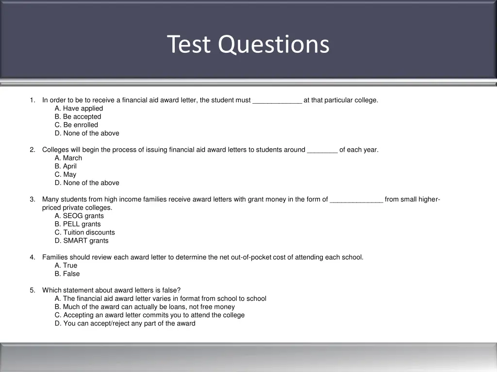 test questions