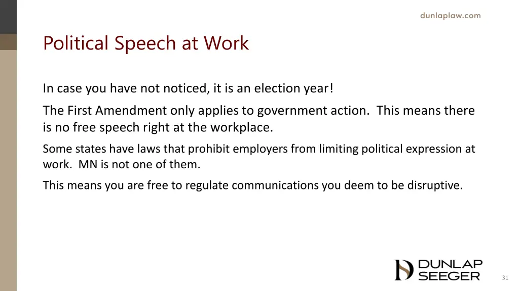 political speech at work