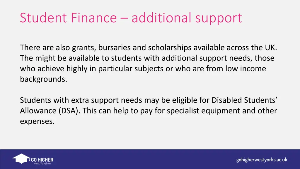 student finance additional support