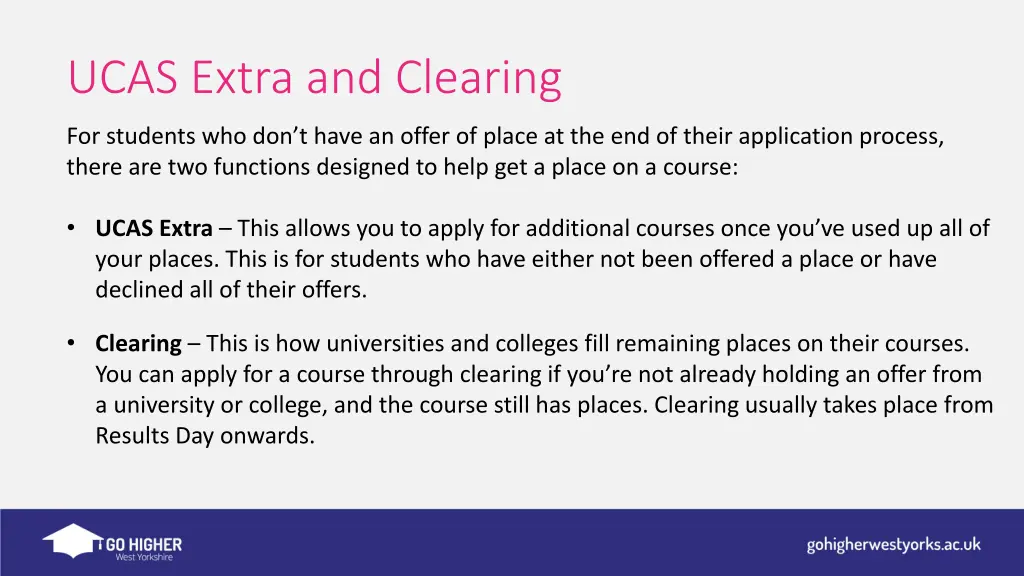 ucas extra and clearing