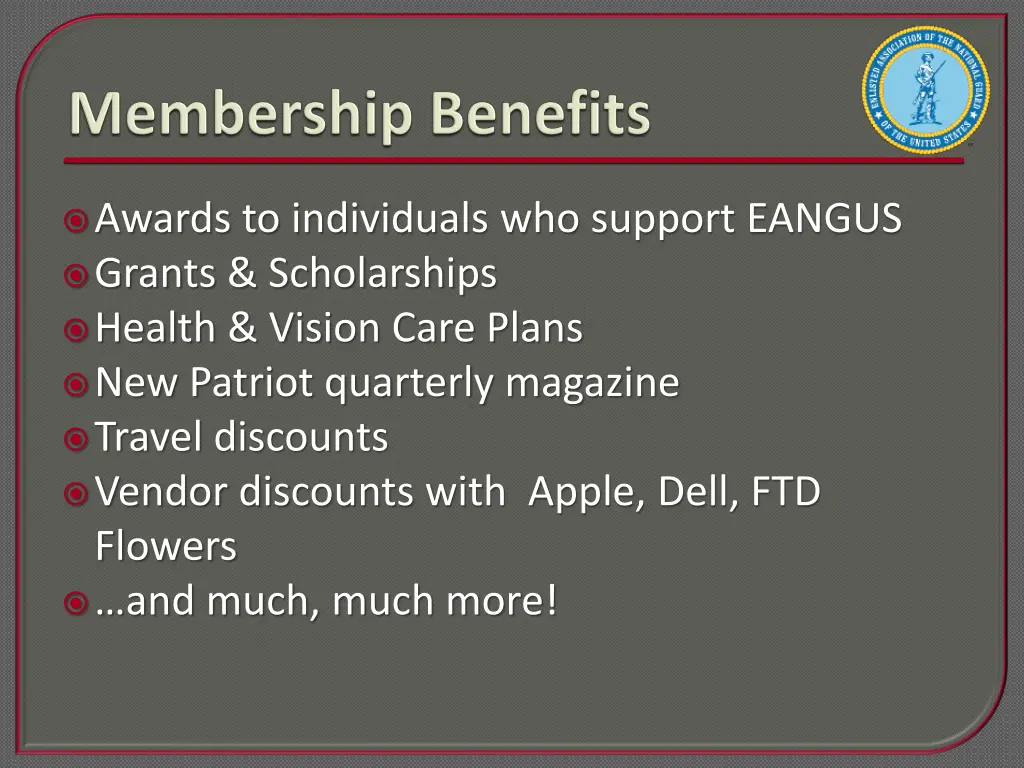 awards to individuals who support eangus grants