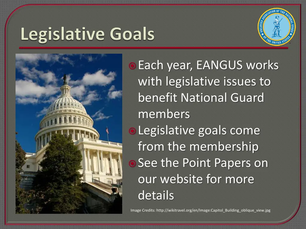 each year eangus works with legislative issues