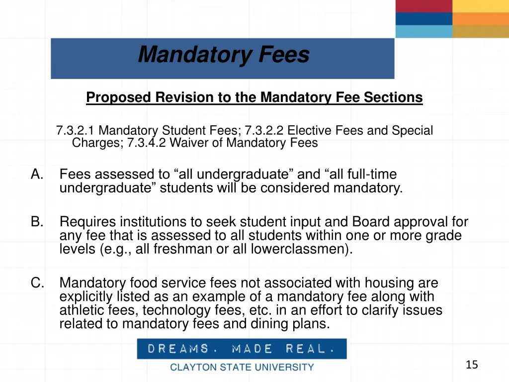 mandatory fees