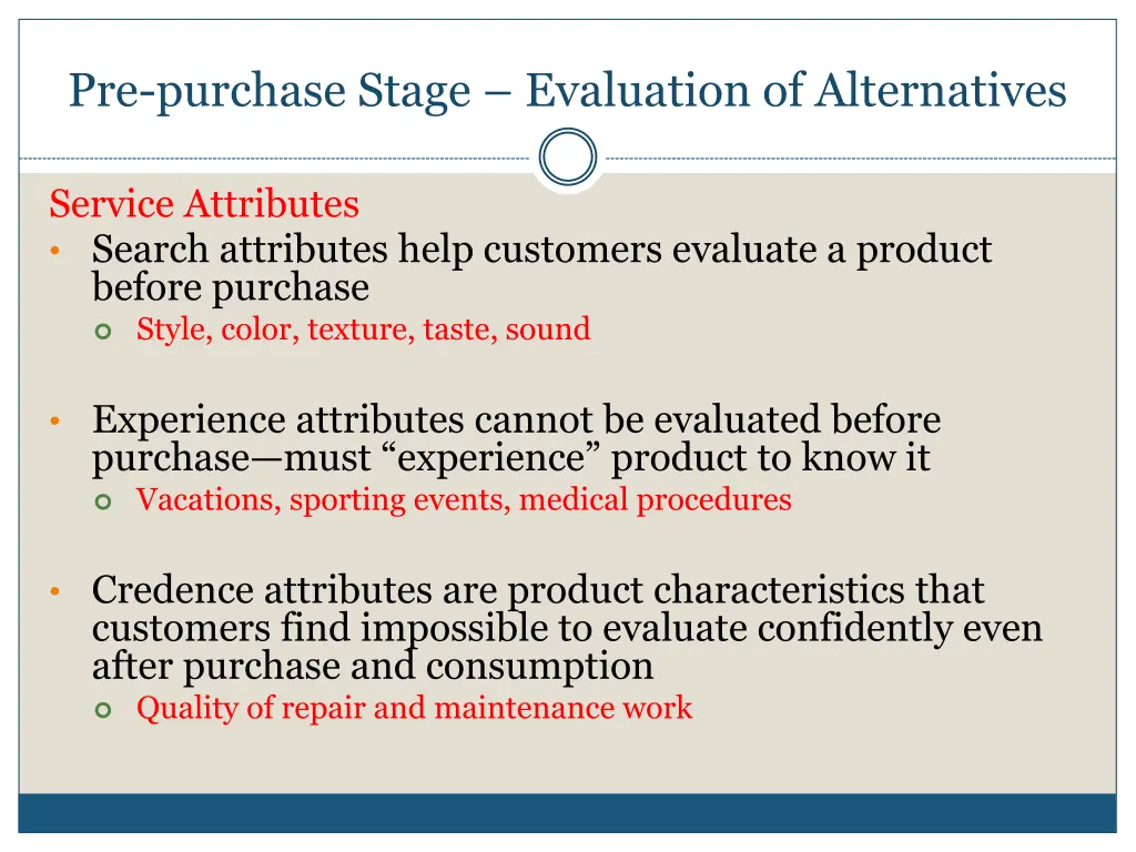 pre purchase stage evaluation of alternatives 1