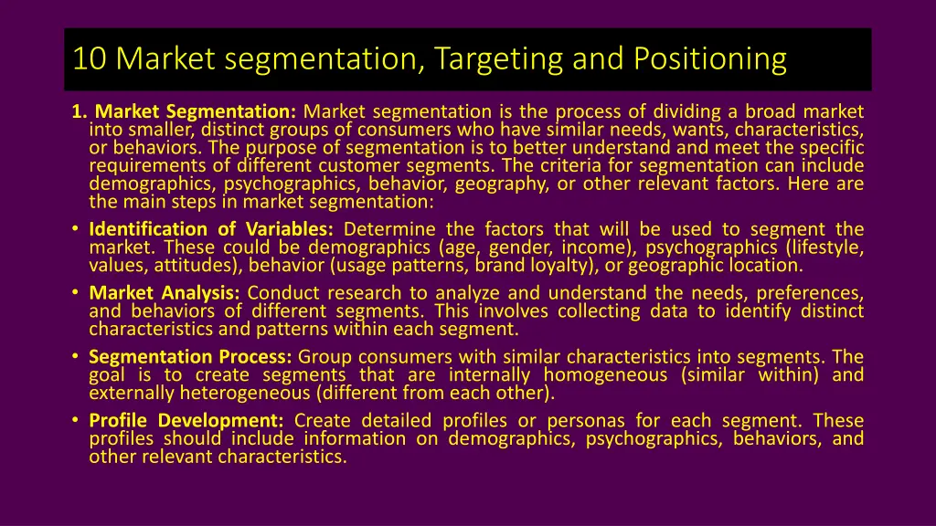 10 market segmentation targeting and positioning