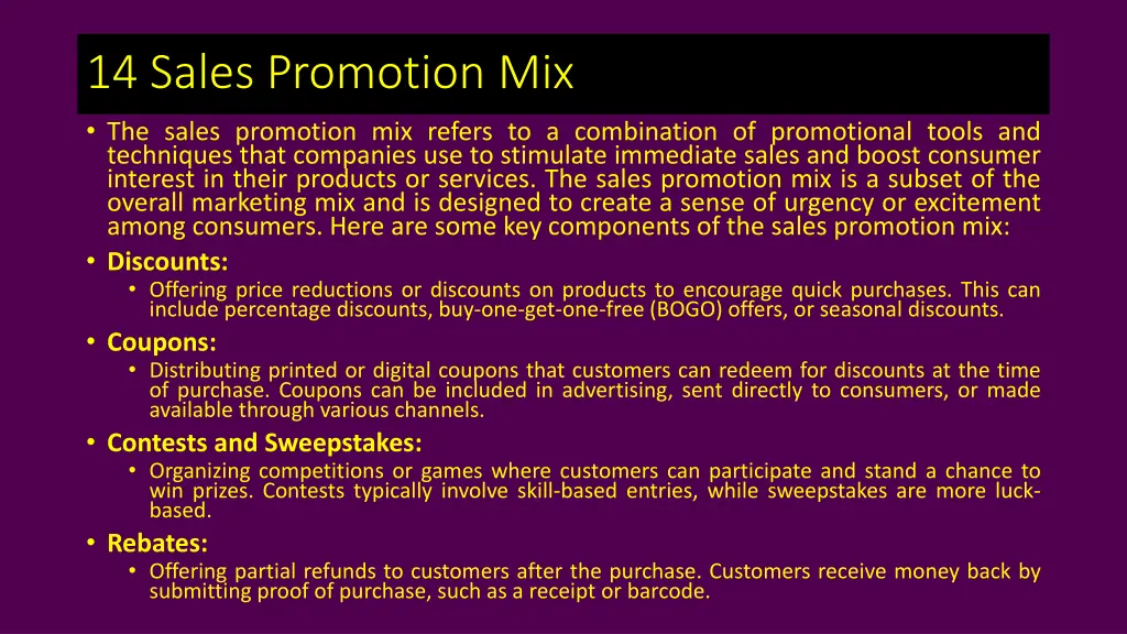 14 sales promotion mix the sales promotion