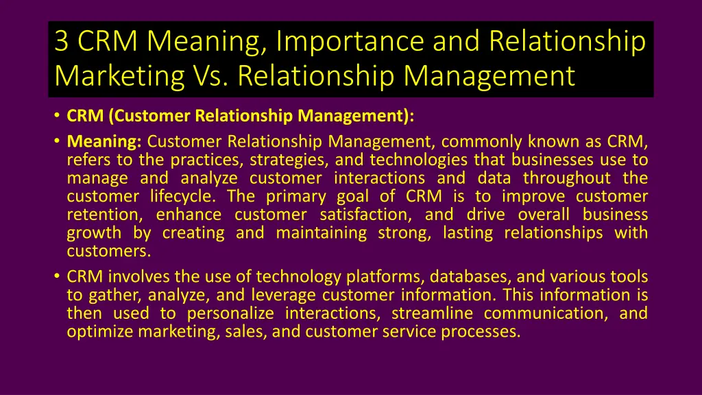 3 crm meaning importance and relationship