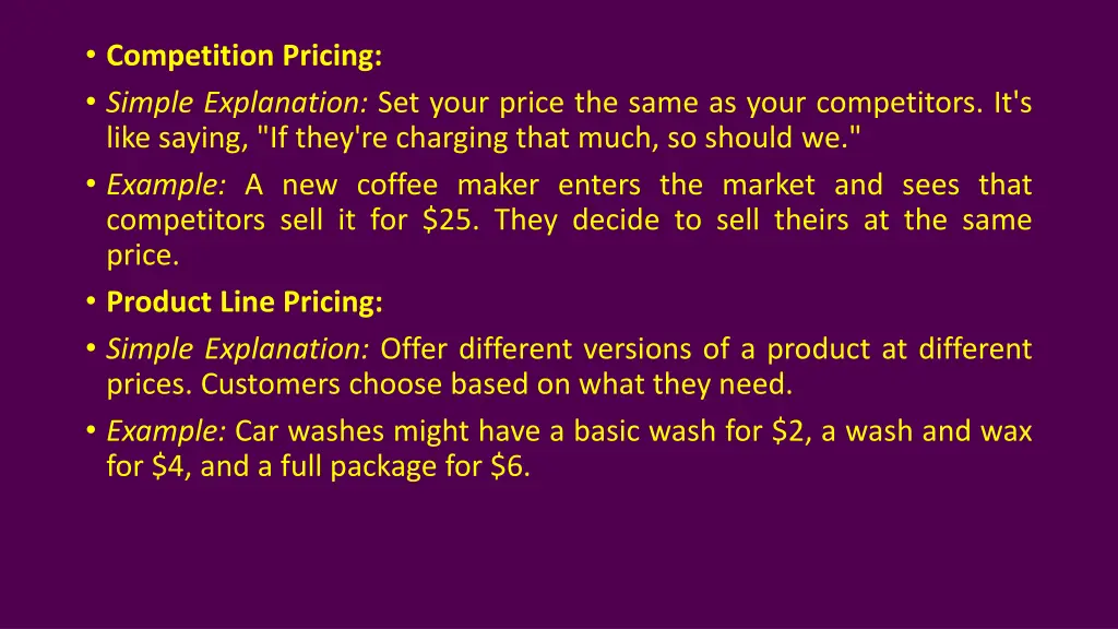 competition pricing simple explanation set your