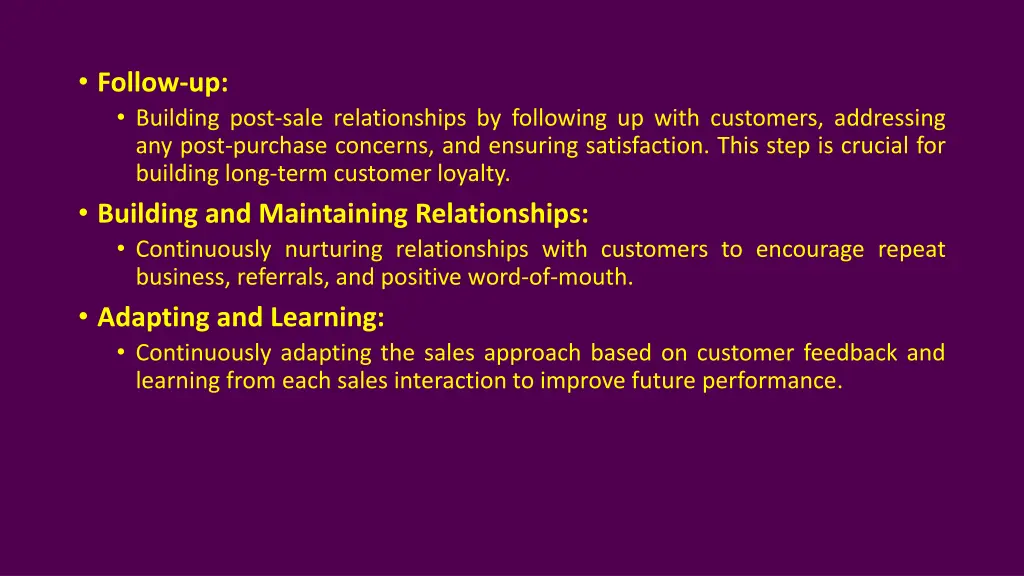 follow up building post sale relationships