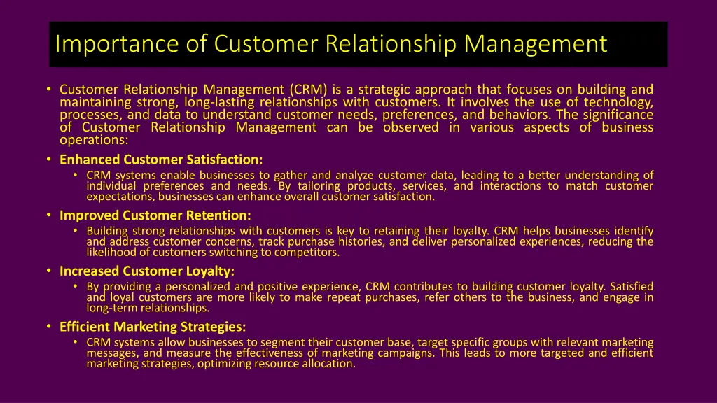 importance of customer relationship management