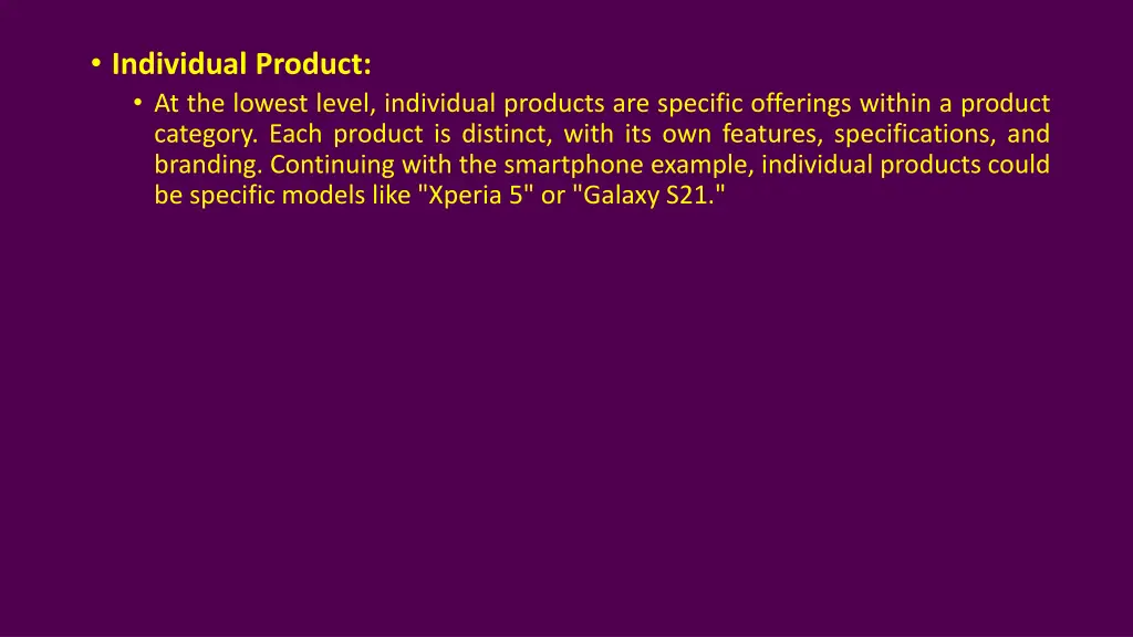 individual product at the lowest level individual