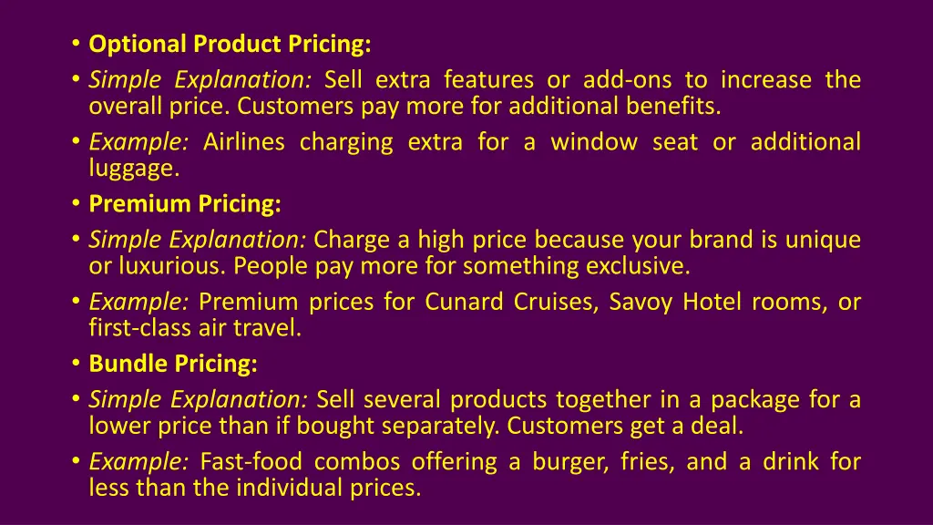 optional product pricing simple explanation sell