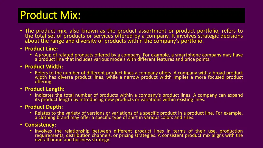 product mix product mix
