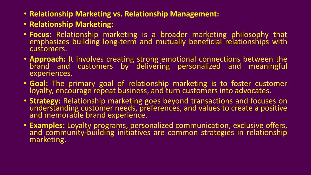 relationship marketing vs relationship management