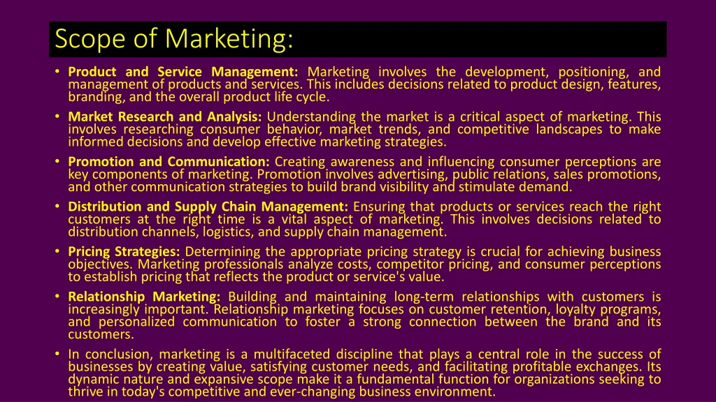 scope of marketing