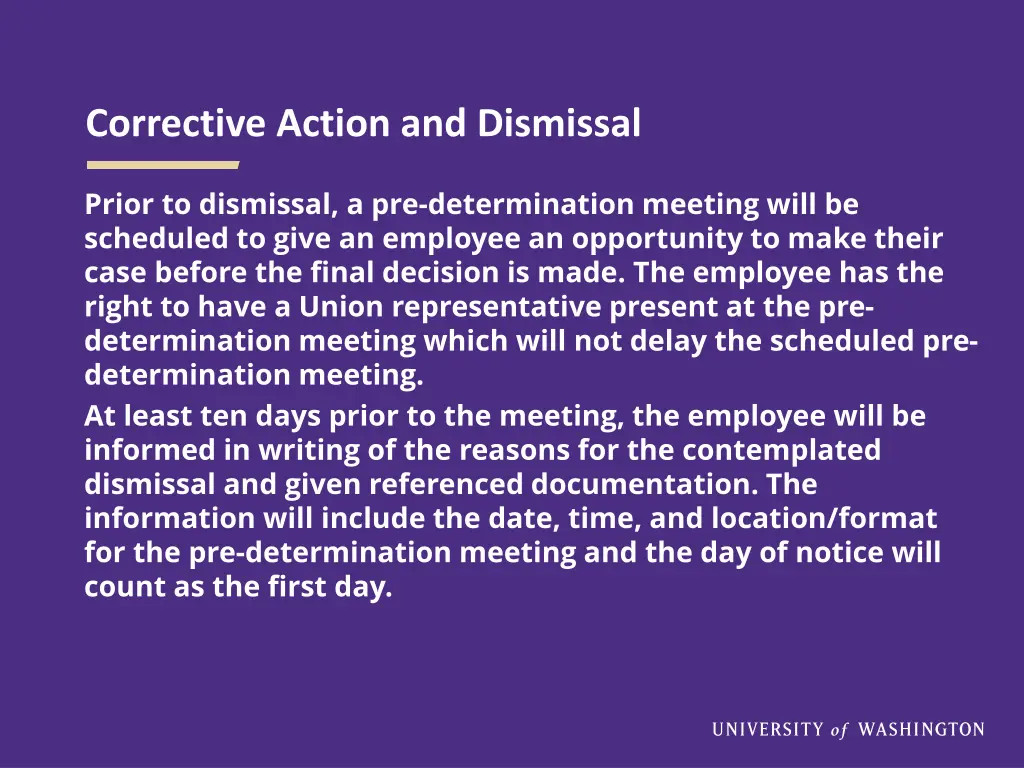 corrective action and dismissal
