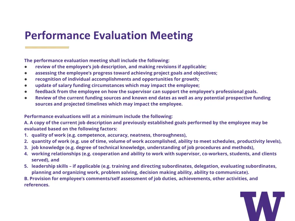 performance evaluation meeting