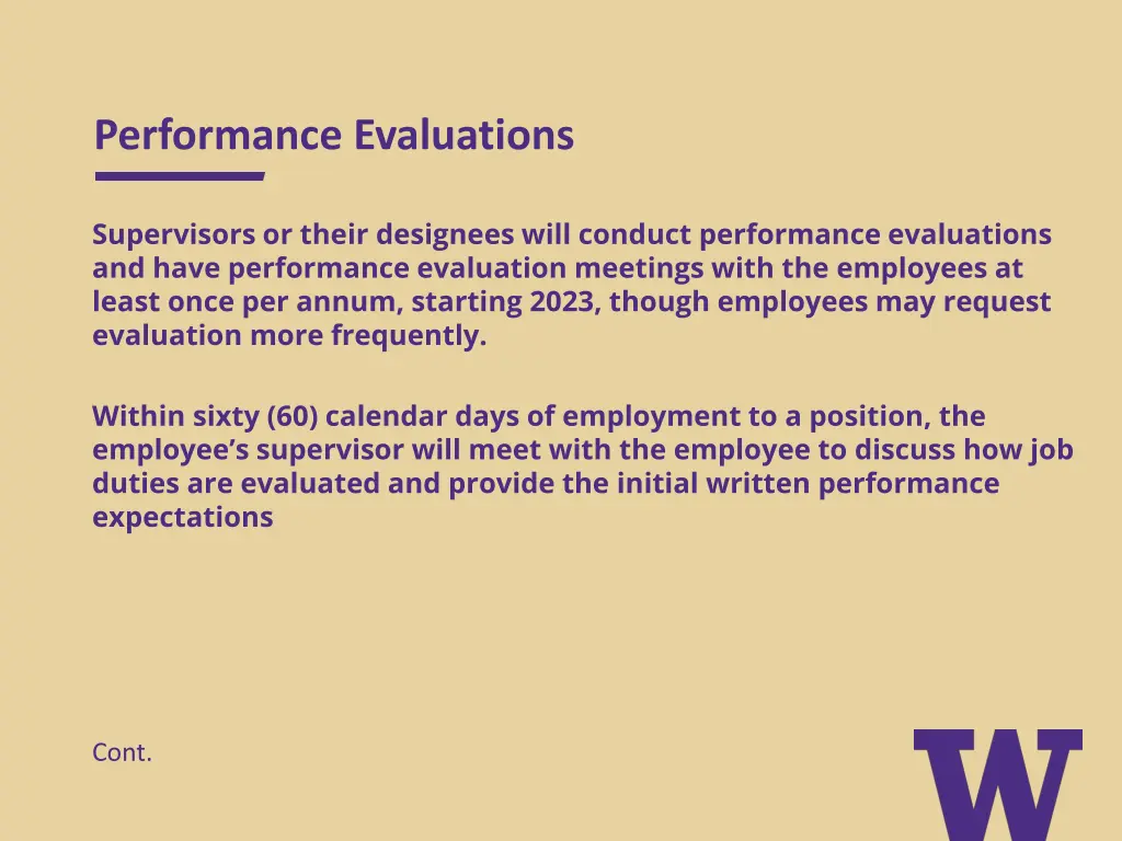 performance evaluations
