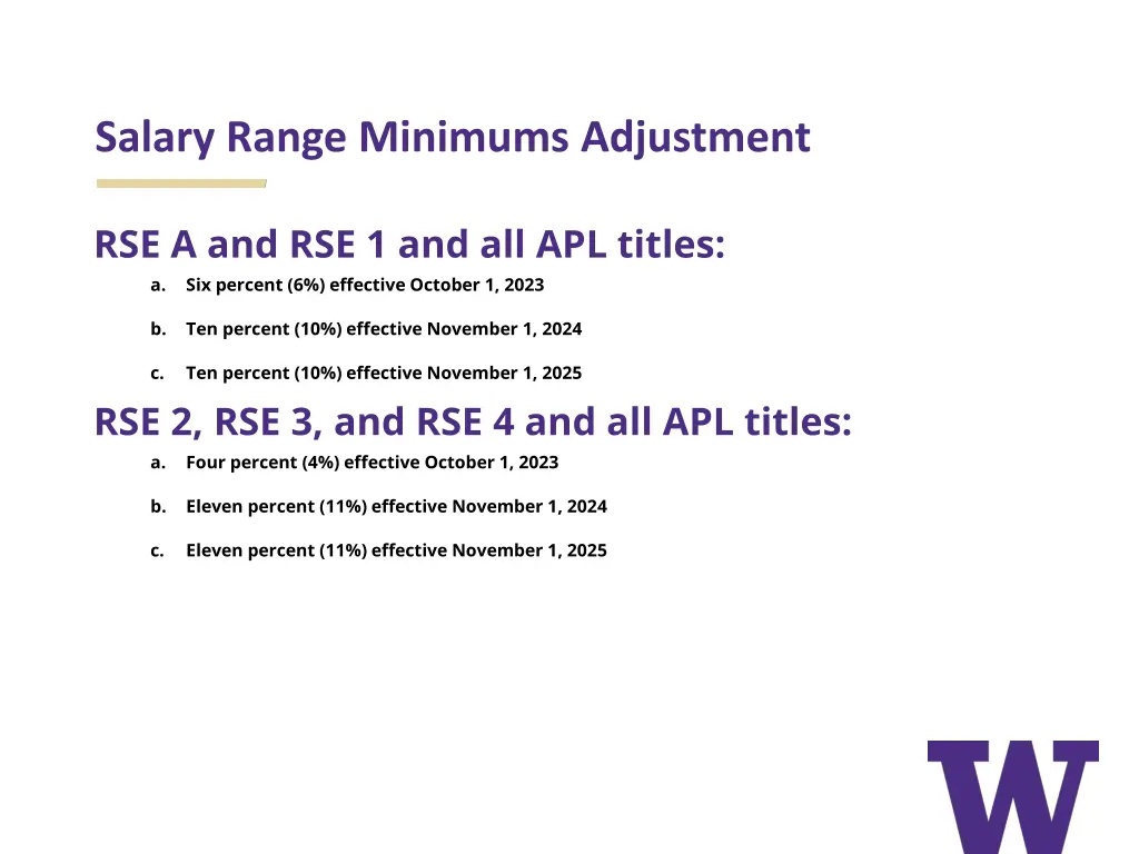 salary range minimums adjustment