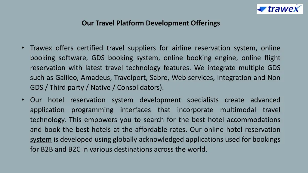 our travel platform development offerings